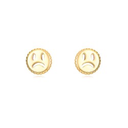 Pendientes Plata Dorada 10x5mm PEL1017DO Smiley Triste