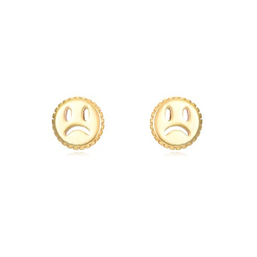 Brincos Prata Dourado 10x5mm PEL1017DO Smiley Triste