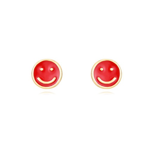 Boucles d'oreilles Argent Doré 10x5mm PEL1018DOER Smiley Émail