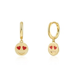 Boucles d'oreilles Argent Doré 11mm PEL0860DOERXX Smiley Coeur Émail