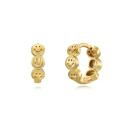 Brincos Prata Dourado 11mm PEL1115DO Smiley Hoop