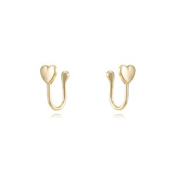 Brincos Prata Dourado 12,5x5,5mm PEL1038DO Earcuff Heart