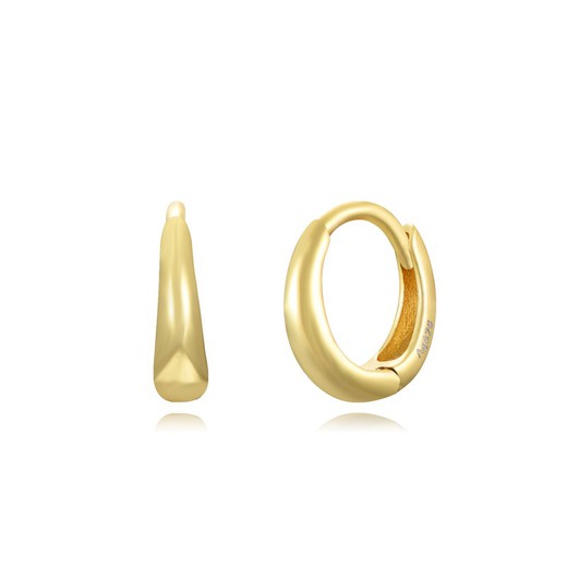 Brincos Prata Dourado 12mm PEL1143DOXX12 Argola Oval