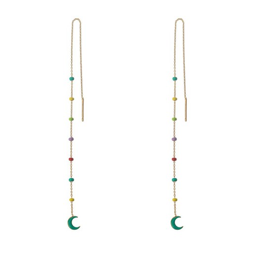 Boucles d'oreilles Argent Doré 15.5mm PEL1000DOVA Chaîne Émail Multicolore