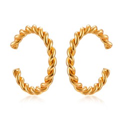 Boucles d'oreilles Argent Doré 15mm PE00756DO Earcuff Tressé