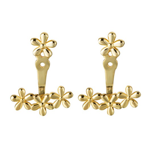 Pendientes Plata Dorada 19mm PEL0966DOXXXX Earjacket Flor