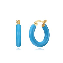 Orecchini in argento dorato 19 mm PEL1132DOET19 Cerchio in smalto blu