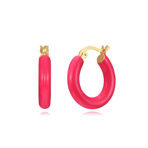 Orecchini in argento dorato 19 mm PEL1132DOHP19 Cerchio in smalto fucsia