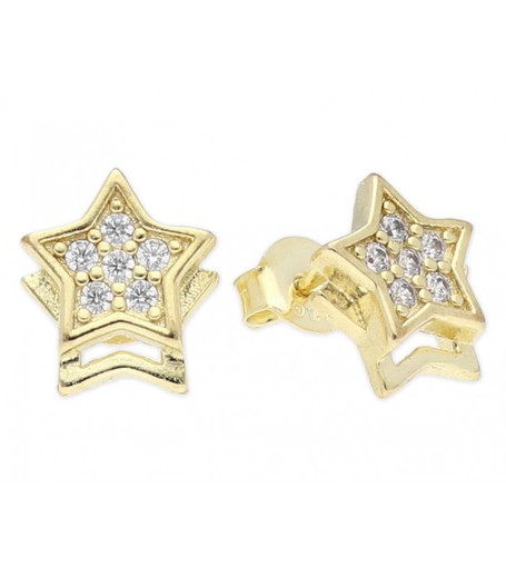 Pendientes Plata Dorada 1cm Liska LAD2557A Estrella Circonitas