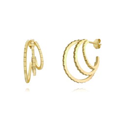 Boucles d'oreilles Argent Doré 20mm PEL1189DO Triple Capot