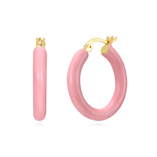 Orecchini in argento dorato 23 mm PEL1132DOEP23 Cerchio smaltato rosa