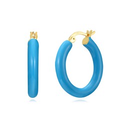 Orecchini in argento dorato 23 mm PEL1132DOET23 Cerchio in smalto blu