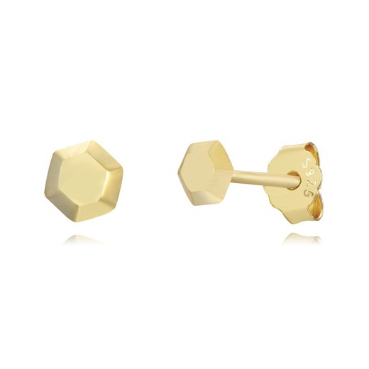 Brincos Prata Dourado 4mm PEL1188DO Hexágono