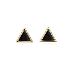 Pendientes Plata Dorada 6mm PEL1022DOENXX Triangulo Enamel Negro