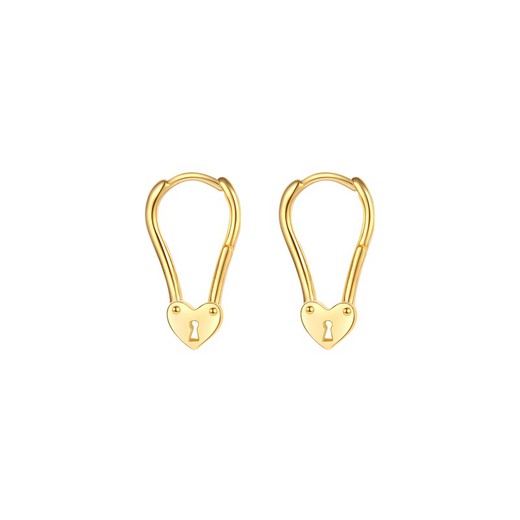 Boucles d'oreilles Argent Doré 6x19mm PEL1109DO Cadenas Coeur