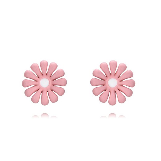 Boucles d'oreilles Argent Doré 7mm PEL1098DOEP Fleur Émail