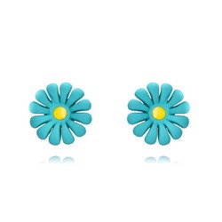 Pendientes Plata Dorada 7mm PEL1098DOET Flor Enamel