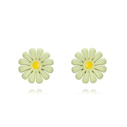 Pendientes Plata Dorada 7mm PEL1098DOME Flor Enamel