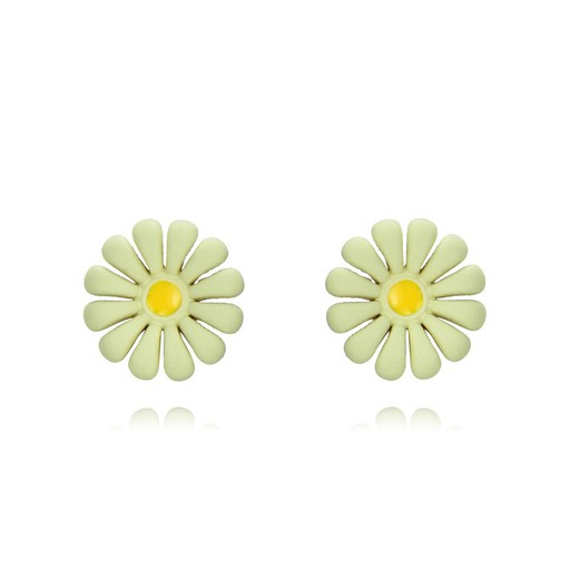 Pendientes Plata Dorada 7mm PEL1098DOME Flor Enamel