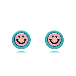 Pendientes Plata Dorada 7mm PEL1131DOET Smiley Enamel