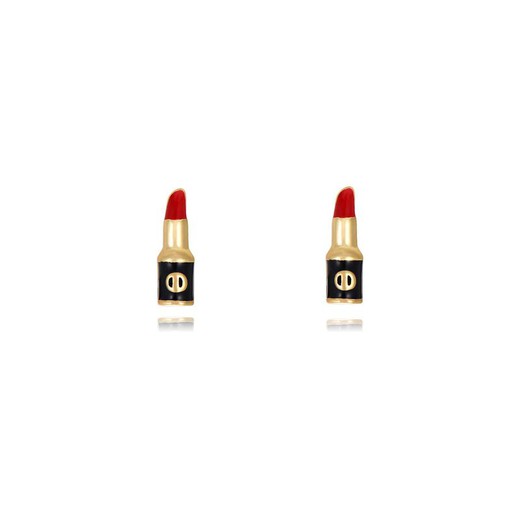 Goldene Silberohrringe 8,5 x 3 mm PEL1061DOER Emaille-Lippenstift