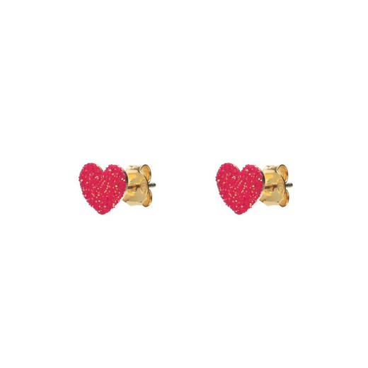 Pendientes Plata Dorada 8mm PEL0998DOHPXX Pupurina Corazón