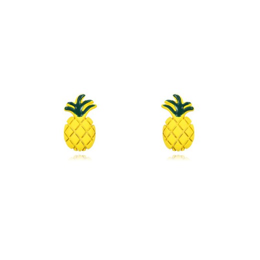 Orecchini in Argento Dorato 8x5mm PEL1078DOEY Smalto Ananas