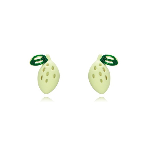 Boucles d'oreilles Argent Doré 9x6mm PEL1130DOME Email Citron