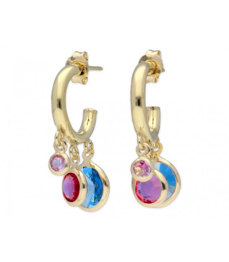 Pendientes Plata Dorada Liska 2cm LSW4299A-D Colgantes Multicolor