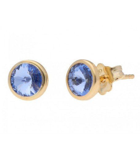 Pendientes Plata Dorada Liska 6mm LSW3230A-DLS Circonita Azul