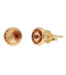 Pendientes Plata Dorada Liska 6mm LSW3230A-DTP Circonita Naranja