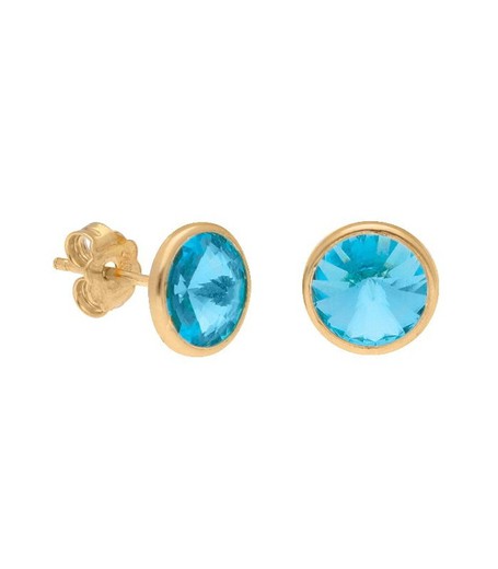 Boucles d'oreilles Liska 9mm Doré Argent LSW2015A-DAC Turquoise Zircone