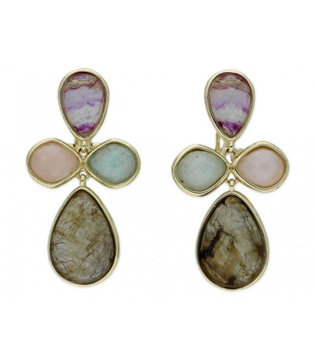 Liska BE53507FLCRAML Orecchini in argento dorato con fluorite di quarzo rosa