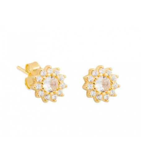 Pendientes Plata Dorada Liska ED309A-D Flor Circonitas