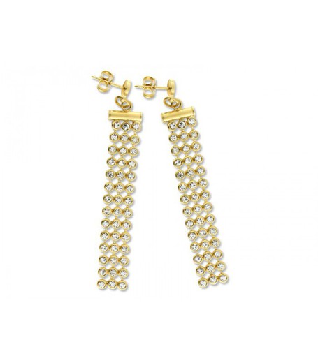 Liska LAT1015A-D Boucles d'oreilles Argent Doré Rectangle Zircone