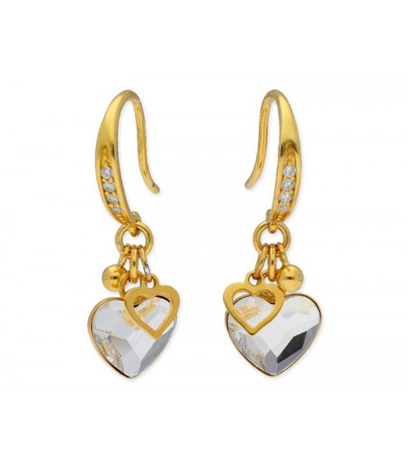 Pendientes Plata Dorada Liska LSW0102A-D Colgante Corazón