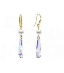 Pendientes Plata Dorada Liska LSW0178A-D Perla Cristal Blanco