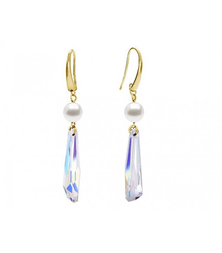 Liska LSW0178A-D Boucles d'oreilles en cristal blanc perle argent doré