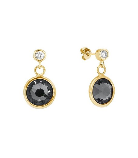 Pendientes Plata Dorada Liska LSW0188A-GSN Circonita Cristal Negro