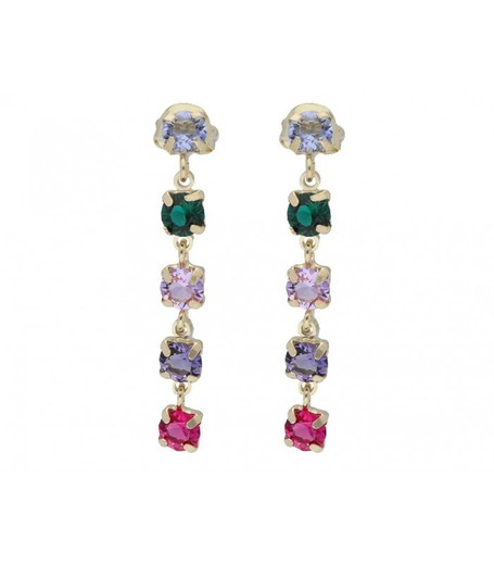 Pendientes Plata Dorada Liska LSW4351A-DM Colgante Circonitas Multicolor