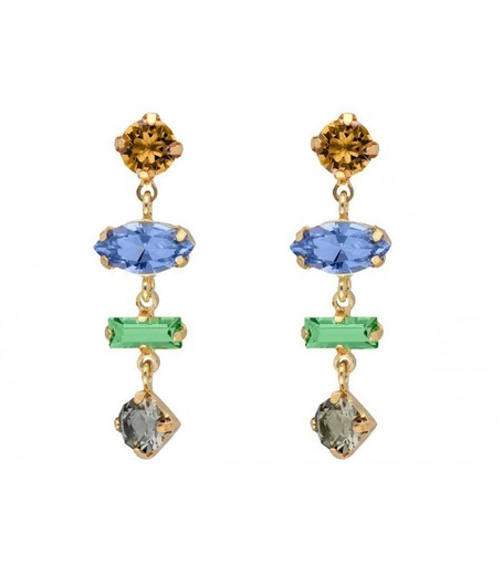 Pendientes Plata Dorada Liska LSW4403A-D Colgante Cristales Multicolor