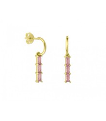 Pendientes Plata Dorada Liska MED080A-RD Colgante Circonitas Rosa