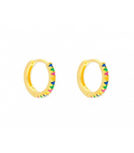 Liska gyldne sølvøreringe MED145A-10D Multicolor Zirconia Hoop