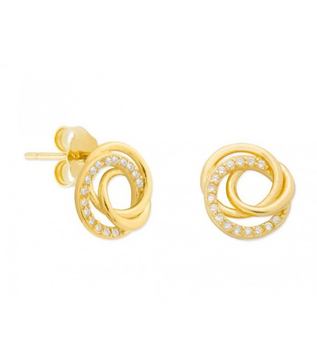 Pendientes Plata Dorada Liska MED258A-DP Flor Circonitas