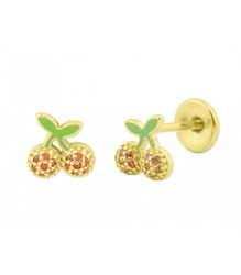 Pendientes Plata Dorada Liska MED260A-2D Cereza Circonitas