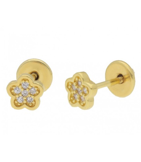 Pendientes Plata Dorada Liska MED262A-D Flor Circonitas