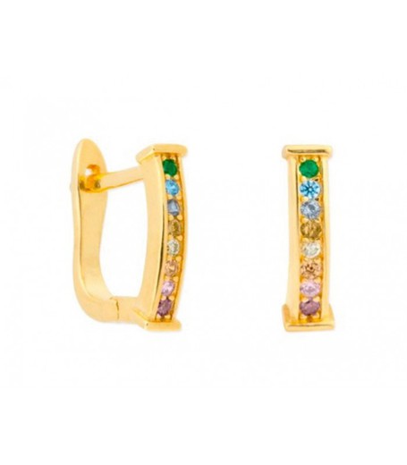 Boucles d'oreilles Liska Argent Doré MED299A-D Zircons Multicolores