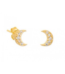 Pendientes Plata Dorada Liska MED305A-D Luna Circonitas