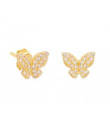 Pendientes Plata Dorada Liska MED308A-D Mariposas Circonitas