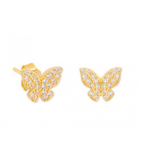 Pendientes Plata Dorada Liska MED308A-D Mariposas Circonitas